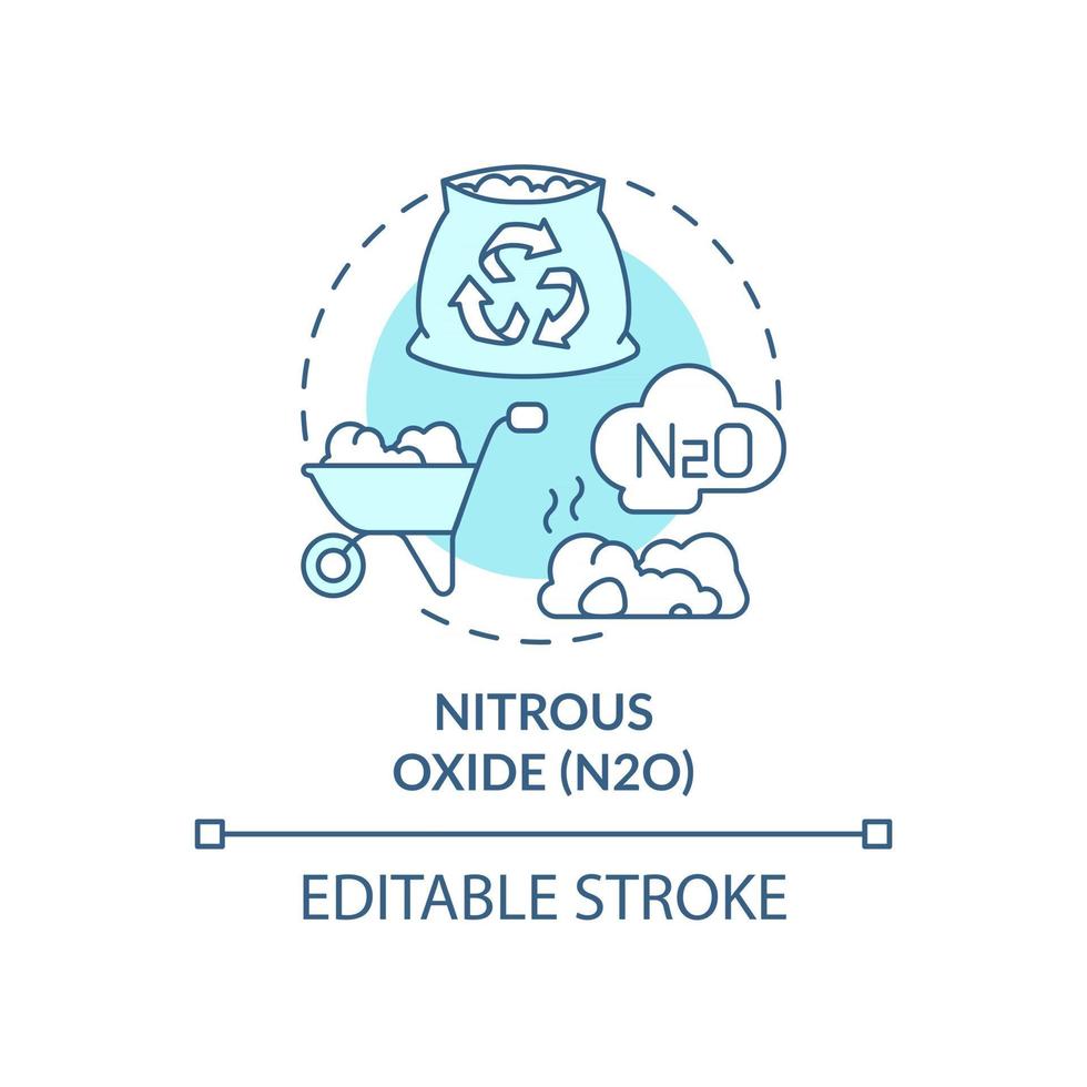 dikväveoxid koncept ikon. n2o abstrakt idé tunn linje illustration. växthusgas. människors, djuravfall. påverkan på den globala uppvärmningen. vektor isolerad kontur färg ritning. redigerbar stroke