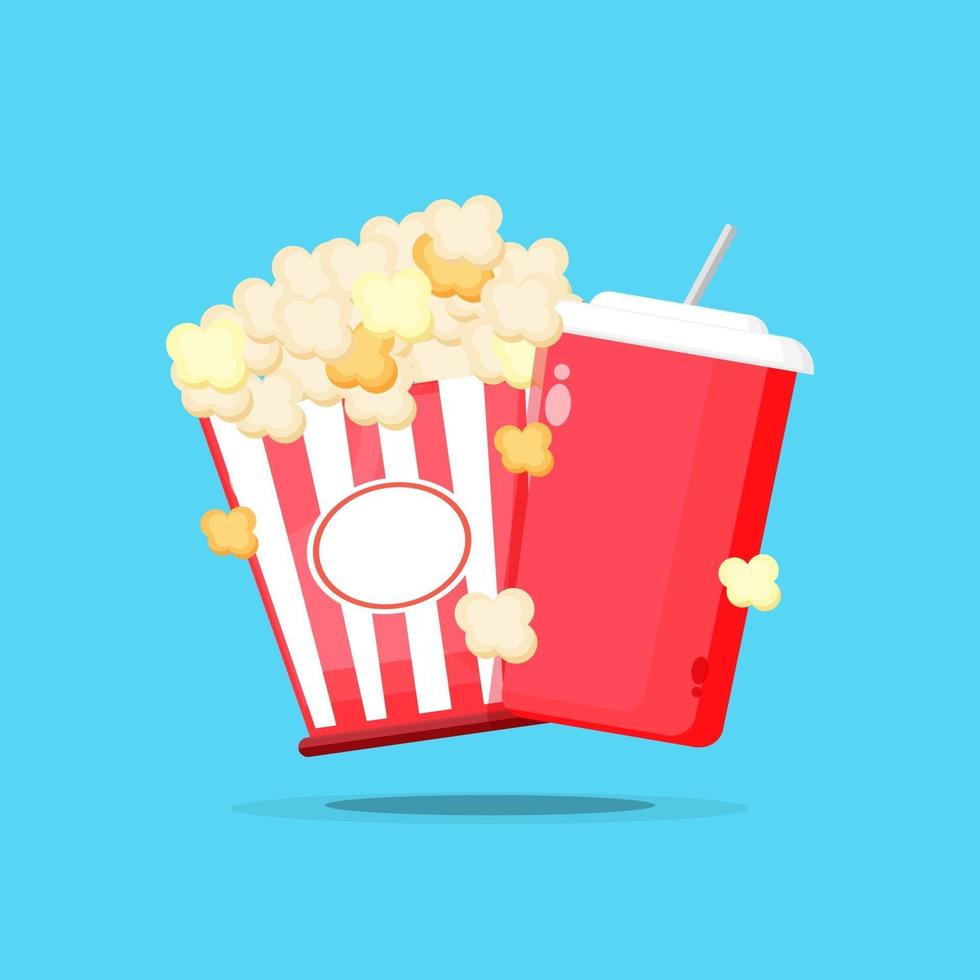 Popcorn-Symbol mit einer Tasse Soda vektor