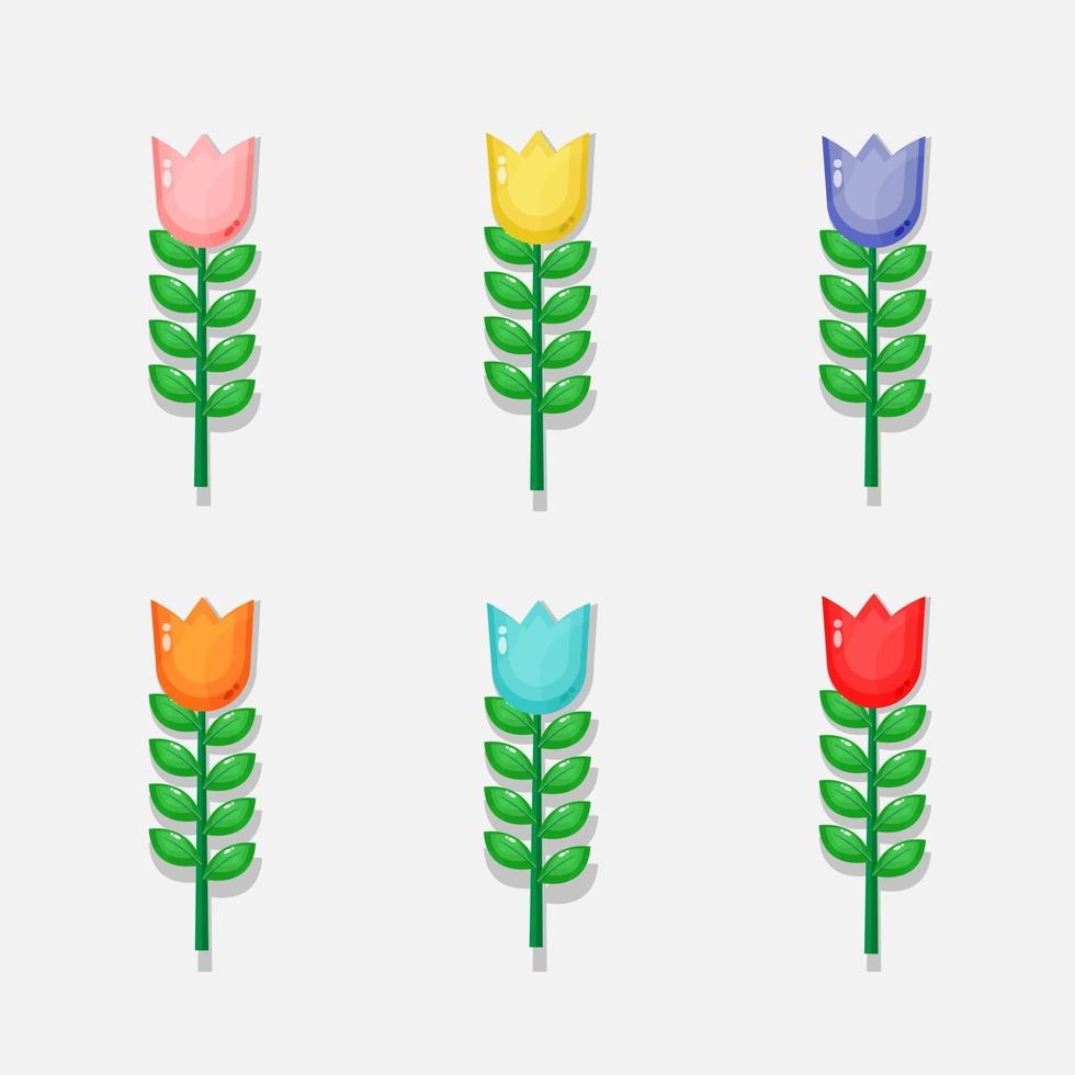 Satz bunte Tulpenillustrationsdesign vektor