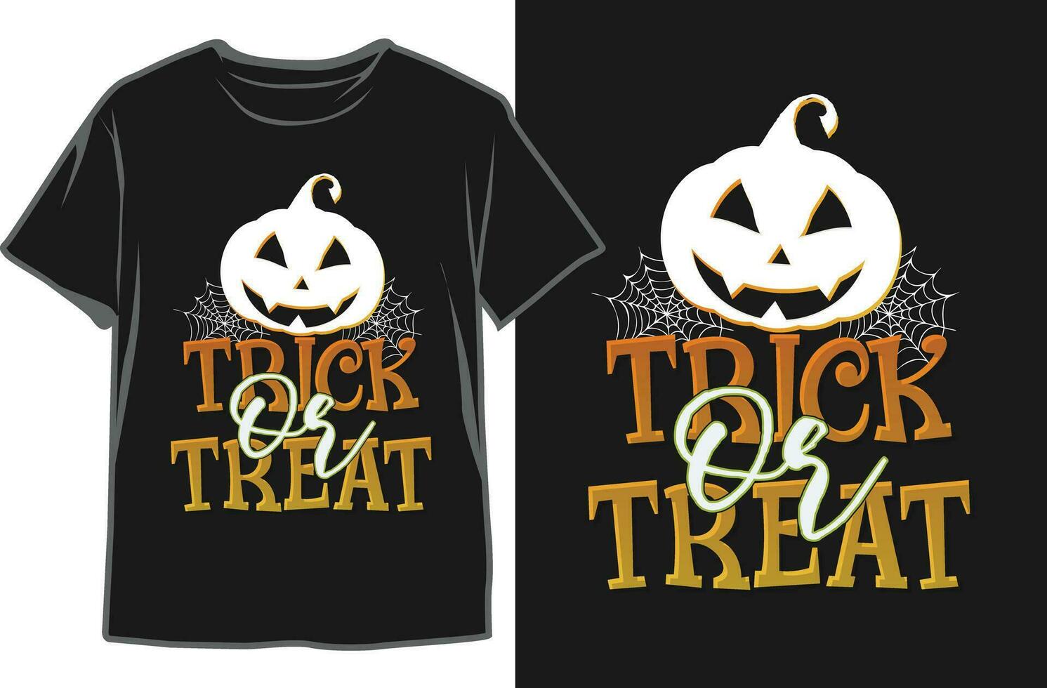 Trick oder behandeln- Halloween Tag schwarz T-Shirt Design. vektor