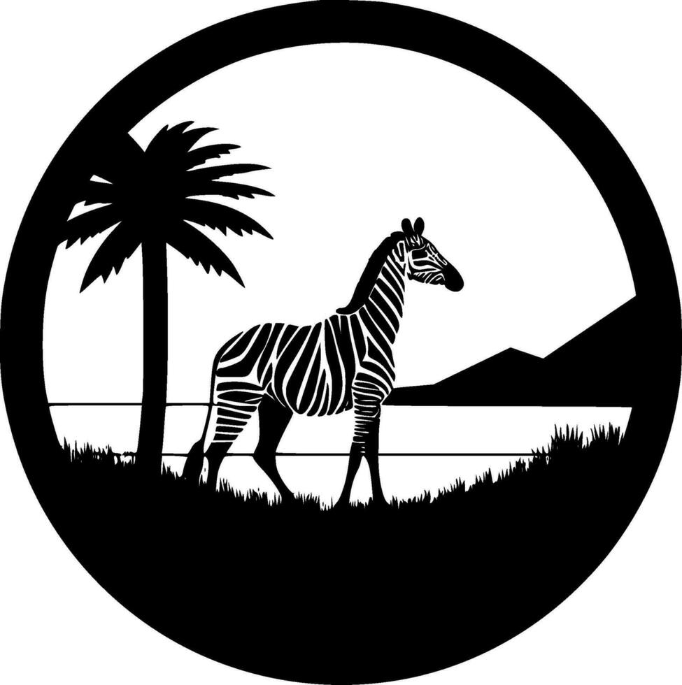 safari - svart och vit isolerat ikon - vektor illustration