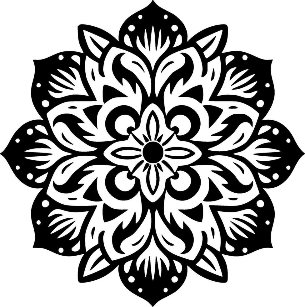 Mandala - - schwarz und Weiß isoliert Symbol - - Vektor Illustration