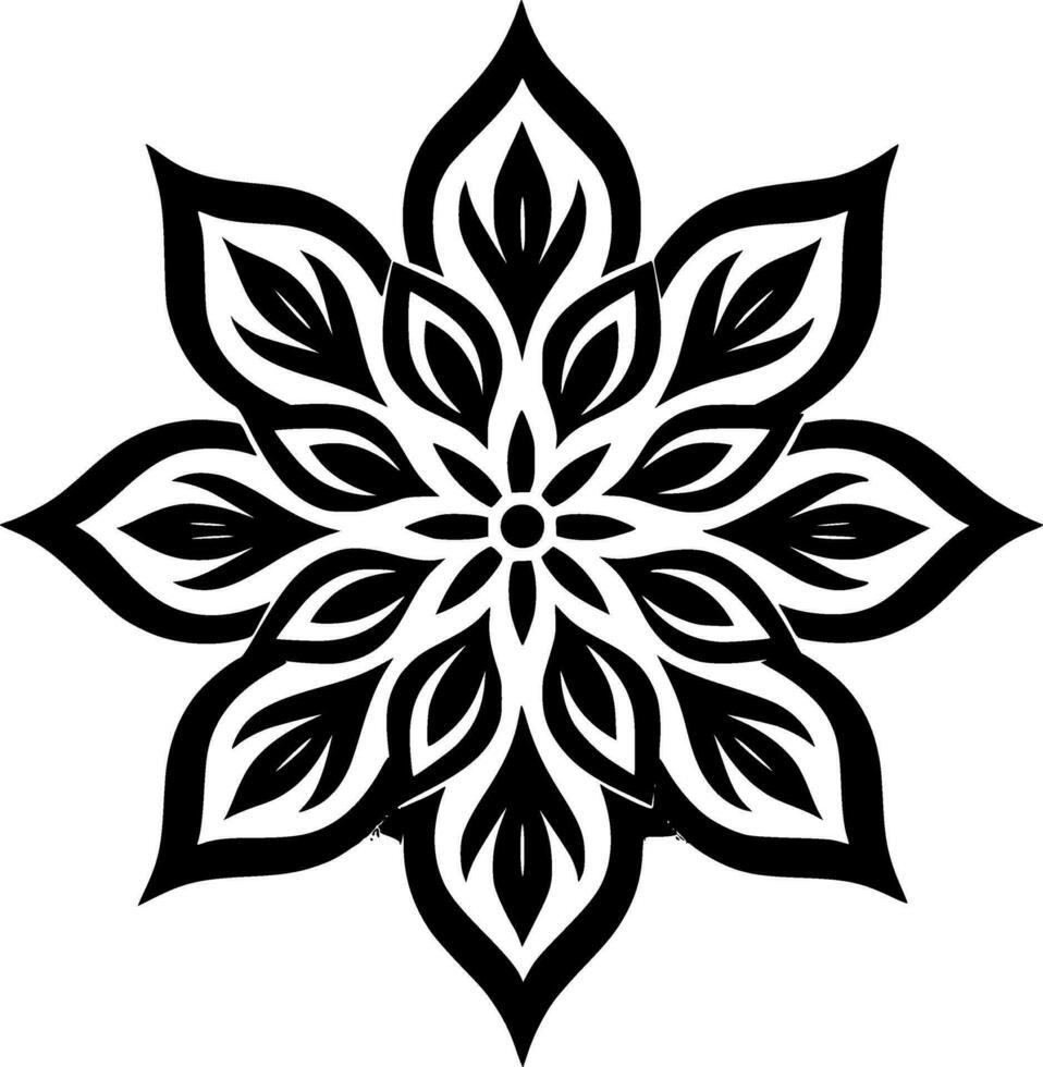 Mandala - - schwarz und Weiß isoliert Symbol - - Vektor Illustration