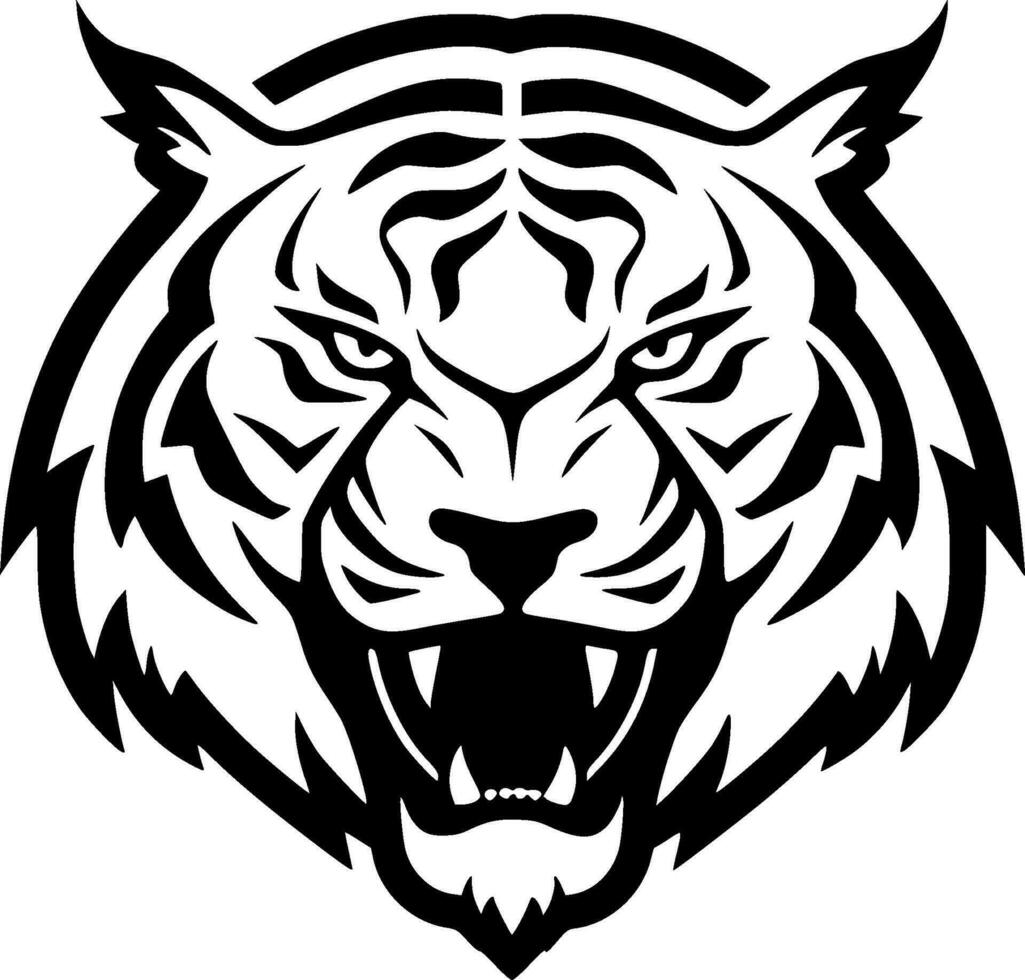 Tiger - - schwarz und Weiß isoliert Symbol - - Vektor Illustration