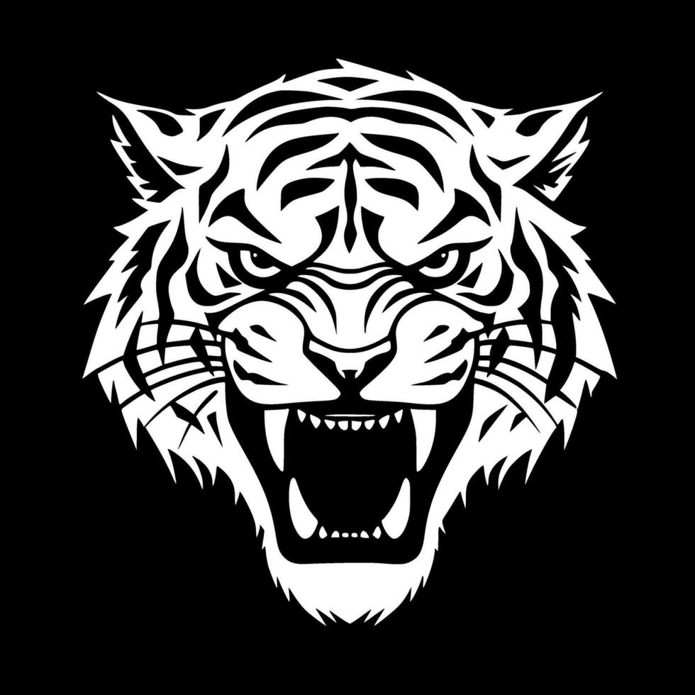 Tiger - - schwarz und Weiß isoliert Symbol - - Vektor Illustration