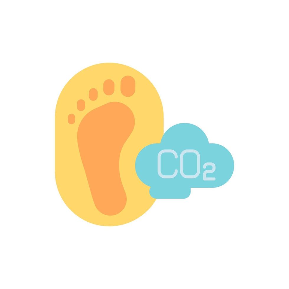 CO2-Fußabdruck Vektor flache Farbsymbol. CO2-Emission. Natur- und Klimaschäden. Erderwärmung. Ökologie und Umweltschutz. Cartoon-Stil ClipArt für mobile App. isolierte rgb-illustration