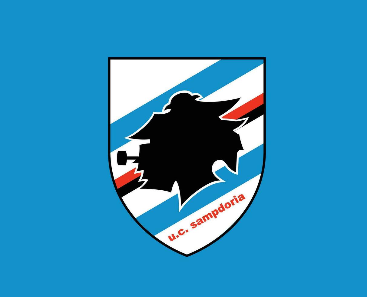 uc sampdoria klubb logotyp symbol serie en fotboll calcio Italien abstrakt design vektor illustration med blå bakgrund