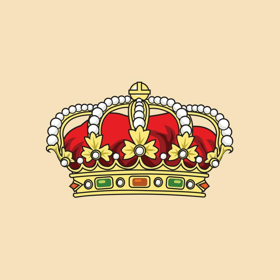 gyllene kung krona med ruter vektor illustration