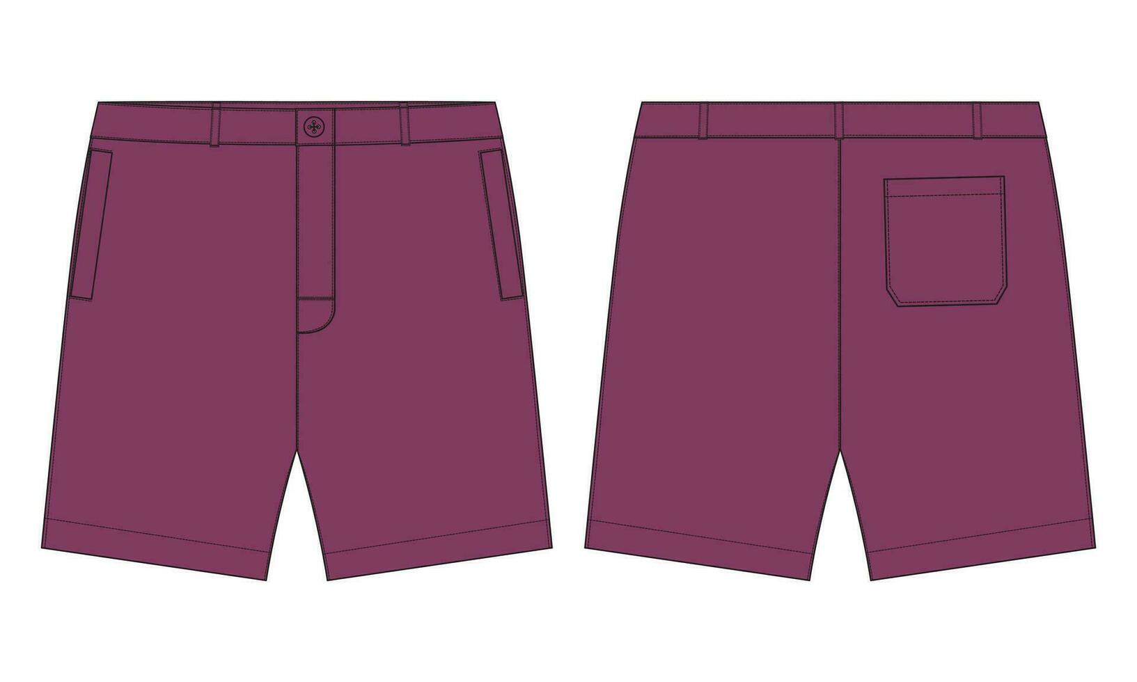 shorts byxor vektor illustration mall främre och tillbaka visningar