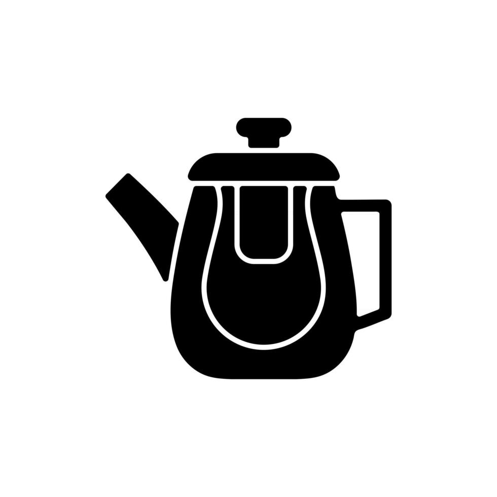 Doppelglas-Teekanne schwarzes Glyphensymbol. Behälter aus gehärtetem Glas für die Zubereitung von heißem Tee. spezielles Küchenzubehör. Silhouette-Symbol auf Leerzeichen. isolierte Vektorgrafik vektor