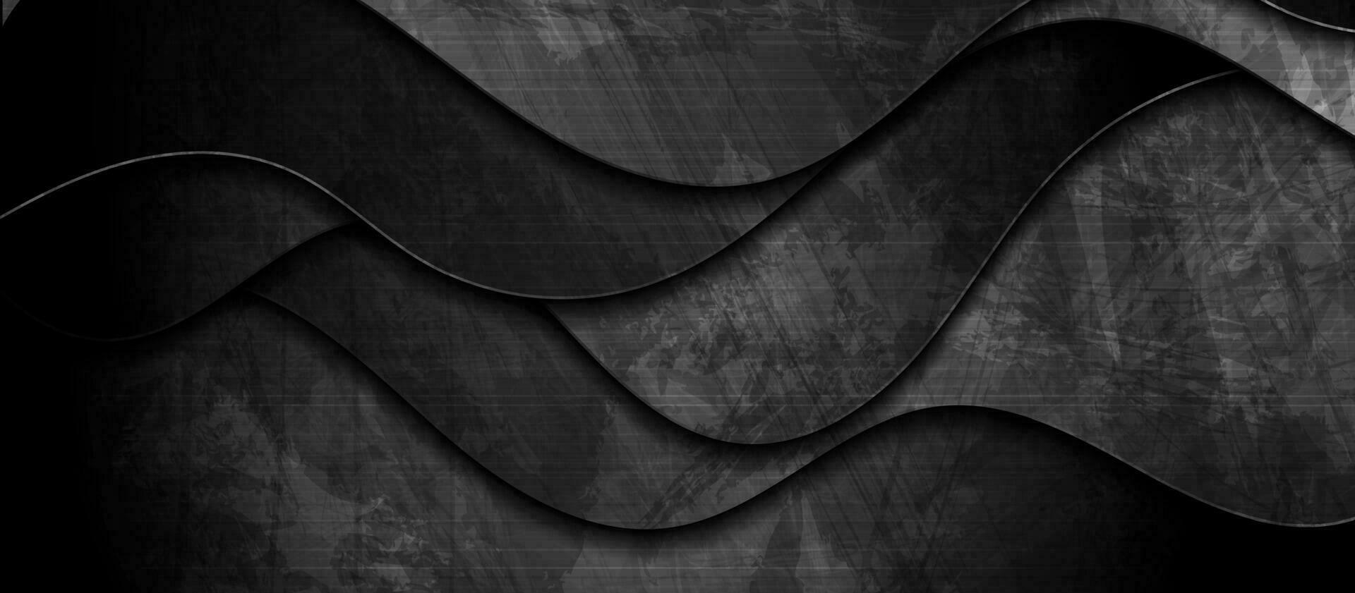 schwarz Grunge Wellen abstrakt elegant Hintergrund vektor