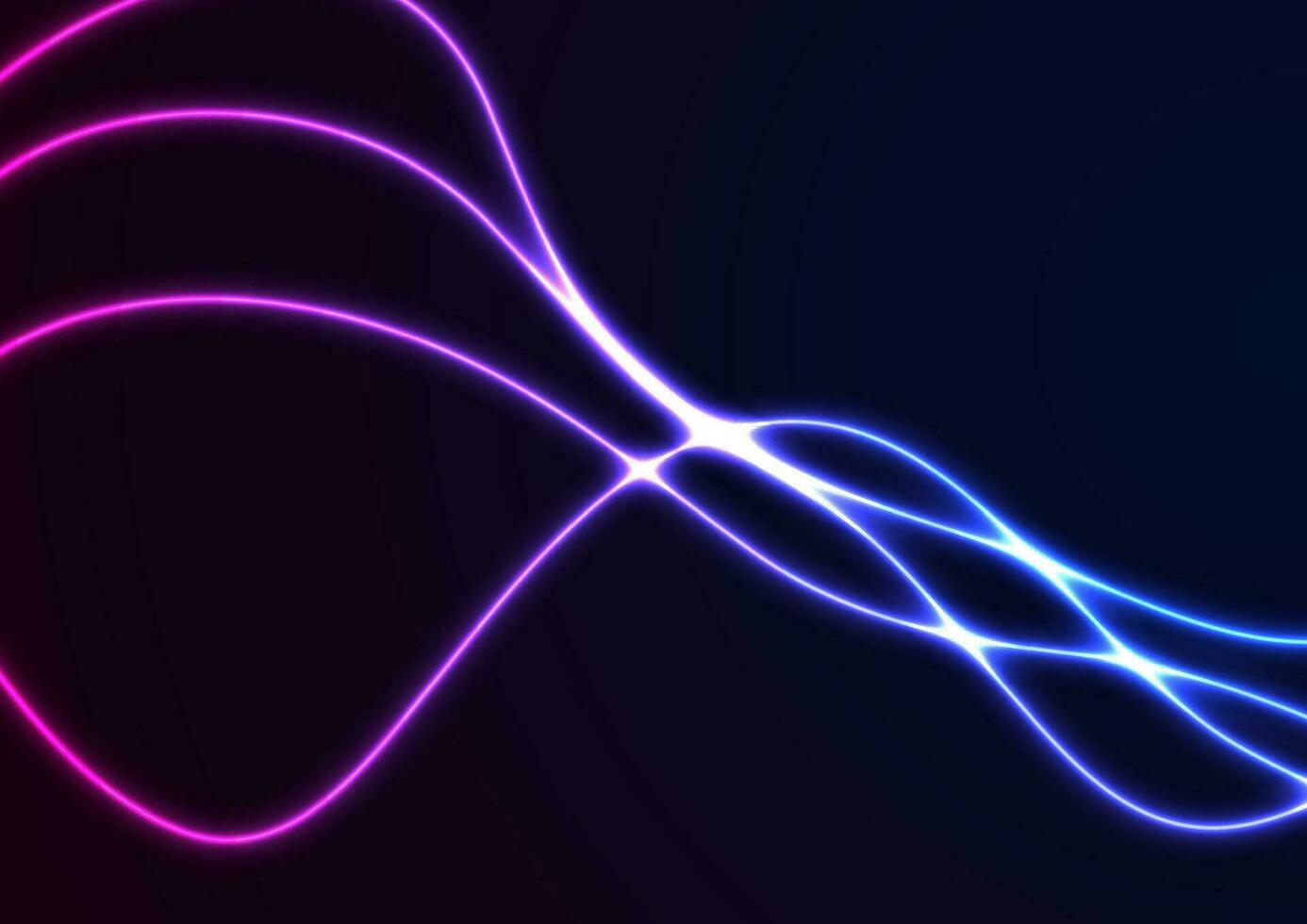 Blau lila Neon- glühend glatt wellig Linien abstrakt Hintergrund vektor