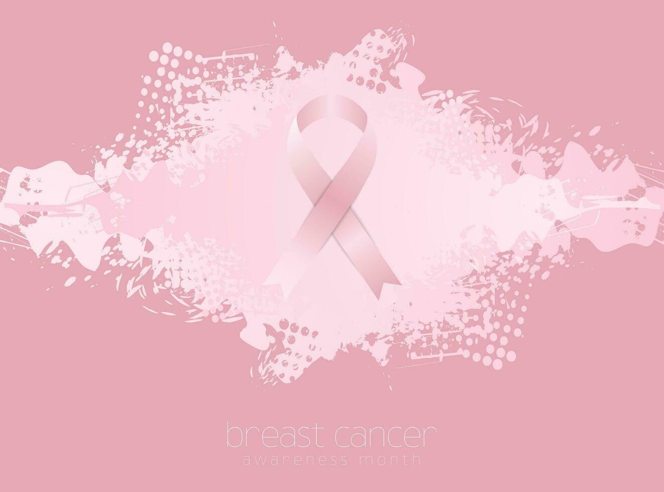 Brust Krebs Bewusstsein Monat. Grunge Fleck Hintergrund und Rosa Band Band vektor