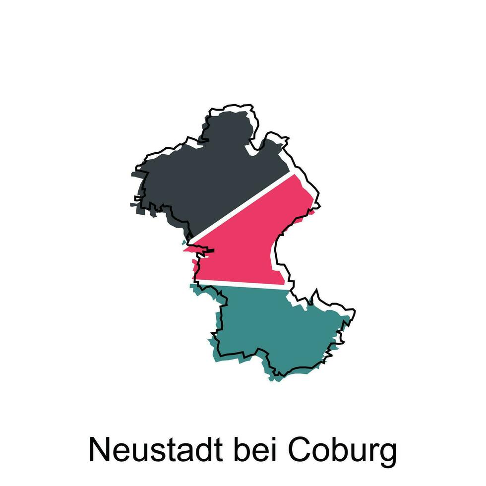 Karta av neustadt bei coburg geometrisk färgrik illustration design mall, Tyskland Land Karta på vit bakgrund vektor