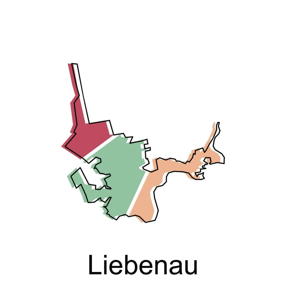 liebenau stad Karta. vektor Karta av tysk Land design mall med översikt grafisk färgrik stil på vit bakgrund