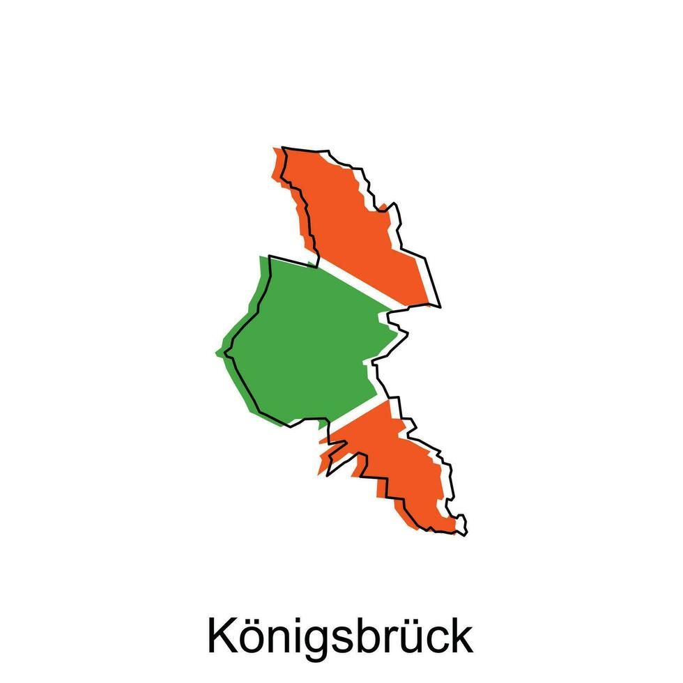 konigsbruck stad Karta illustration. förenklad Karta av Tyskland Land vektor design mall