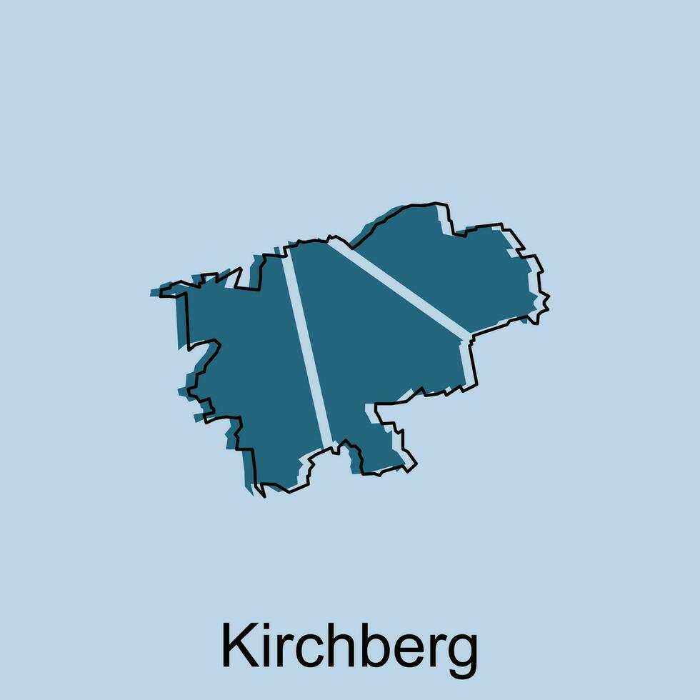 Kirchberg Stadt Karte Illustration. vereinfacht Karte von Deutschland Land Vektor Design Vorlage