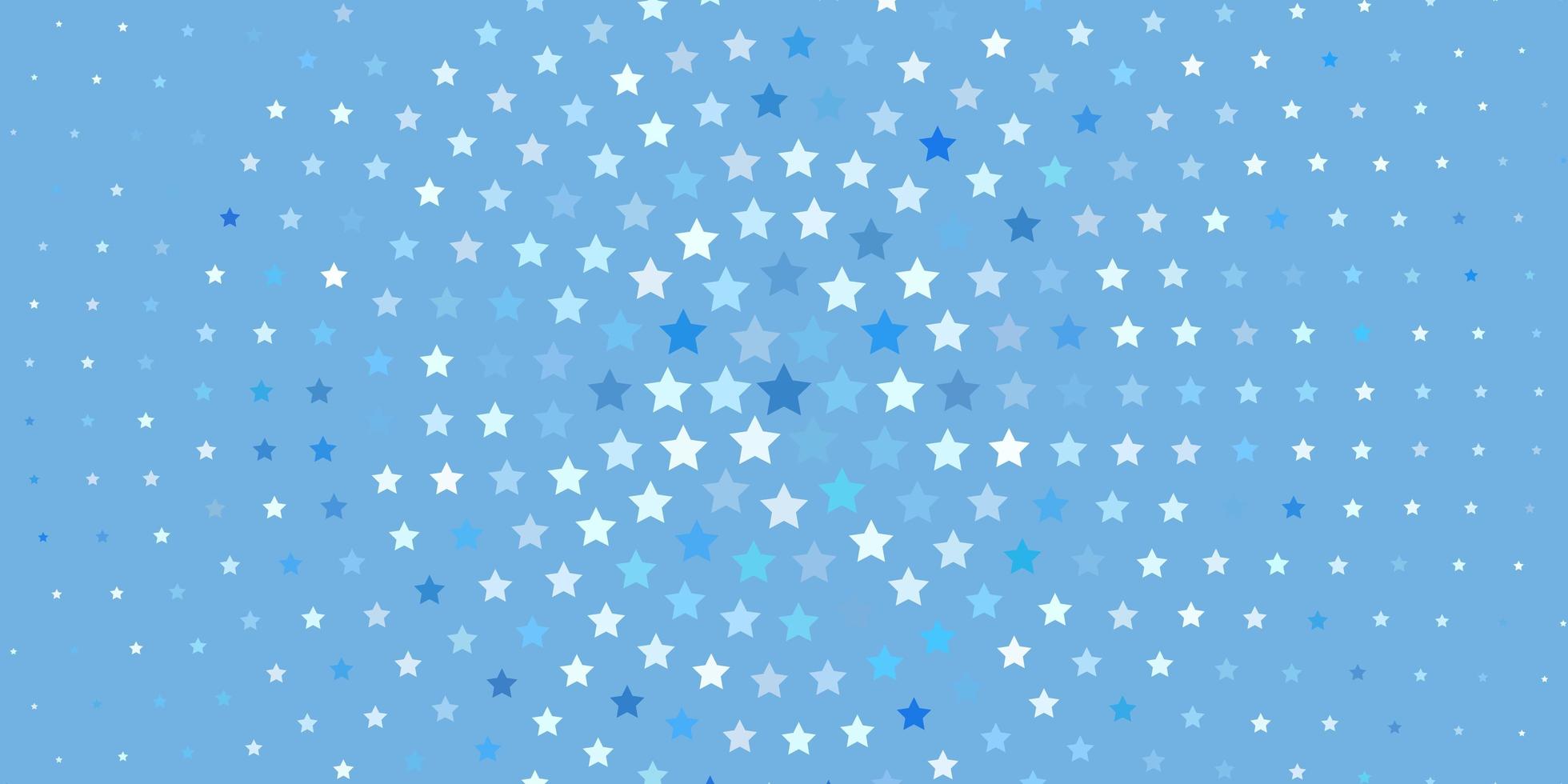 hellblaue Vektorvorlage mit Neonsternen. Unschärfe dekoratives Design im einfachen Stil mit Sternen. Muster für Neujahrsanzeige, Broschüren. vektor