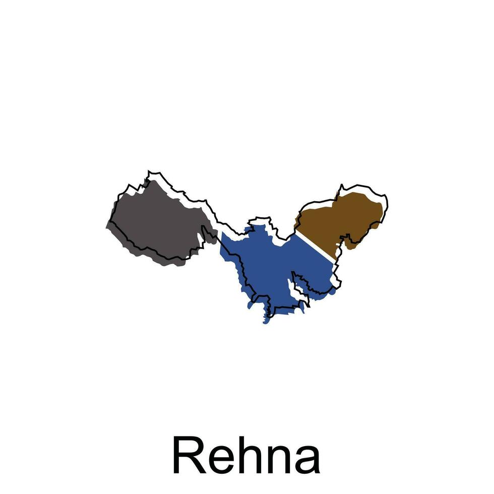 Karte von Rehna modern geometrisch mit Gliederung Vektor Design, Vektor Vorlage bunt Grafik Illustration