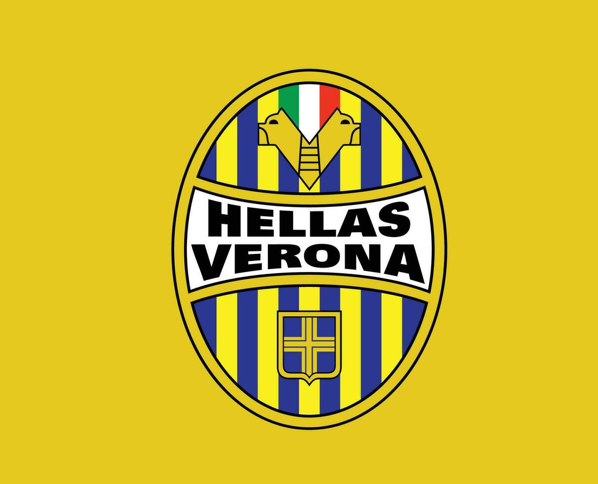 helvete verona klubb symbol logotyp serie en fotboll calcio Italien abstrakt design vektor illustration med gul bakgrund