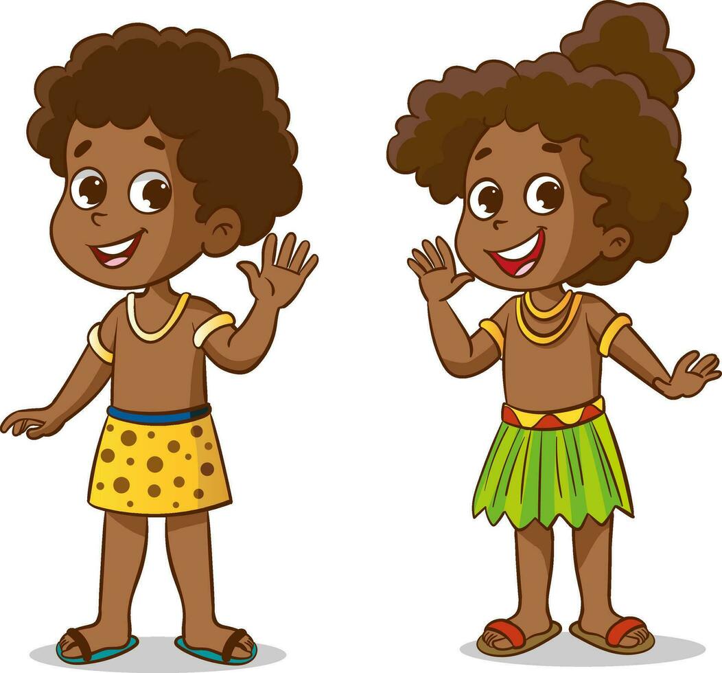 Vektor Illustration von ein Junge und Mädchen gekleidet im traditionell afrikanisch Kleider