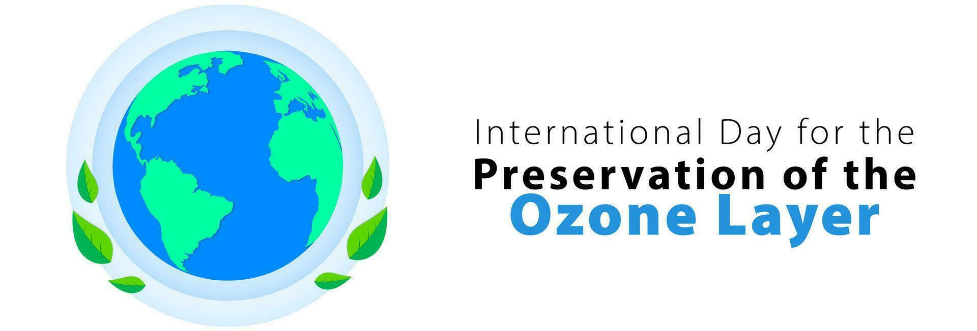 internationell dag för de bevarande av de ozon lager, 16 september. värld ozon dag begrepp design. baner, affisch, kort och bakgrund mall. vektor illustration
