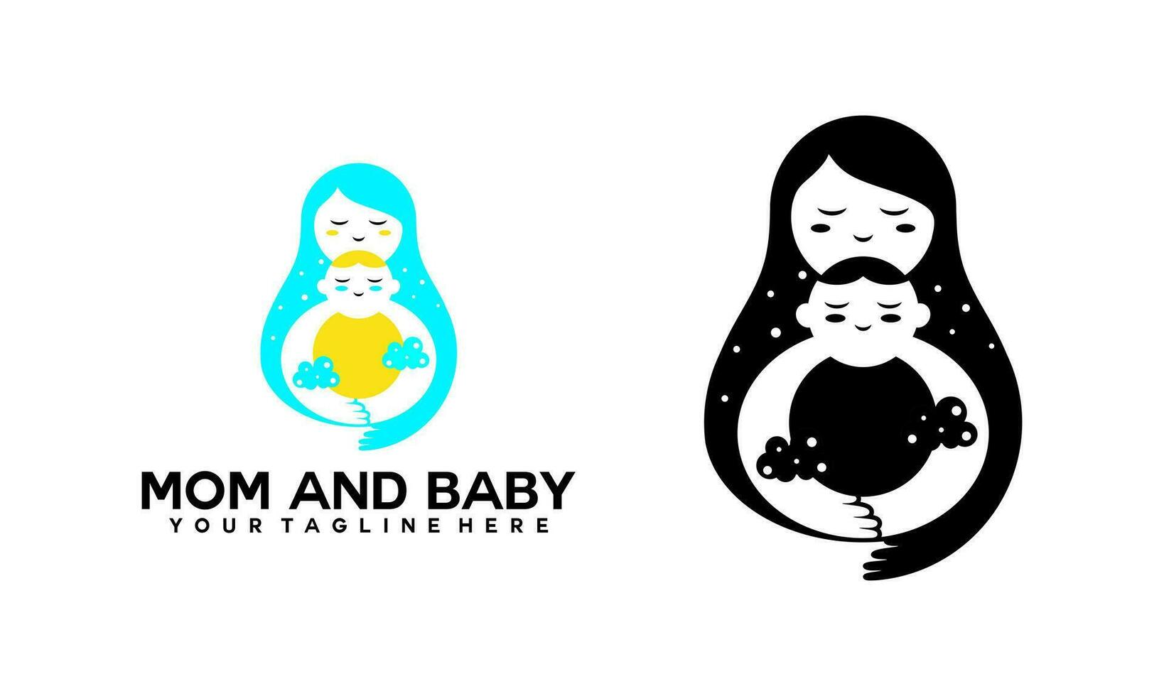 Mama und Baby Logo Designmama und Baby Logo Design. Mutter und Baby im einfach Stil Illustration. vektor