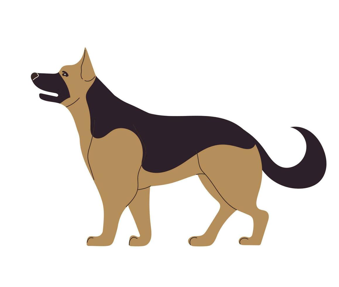 hand dragen tysk herde hund ras. vektor illustration isolerat på vit.