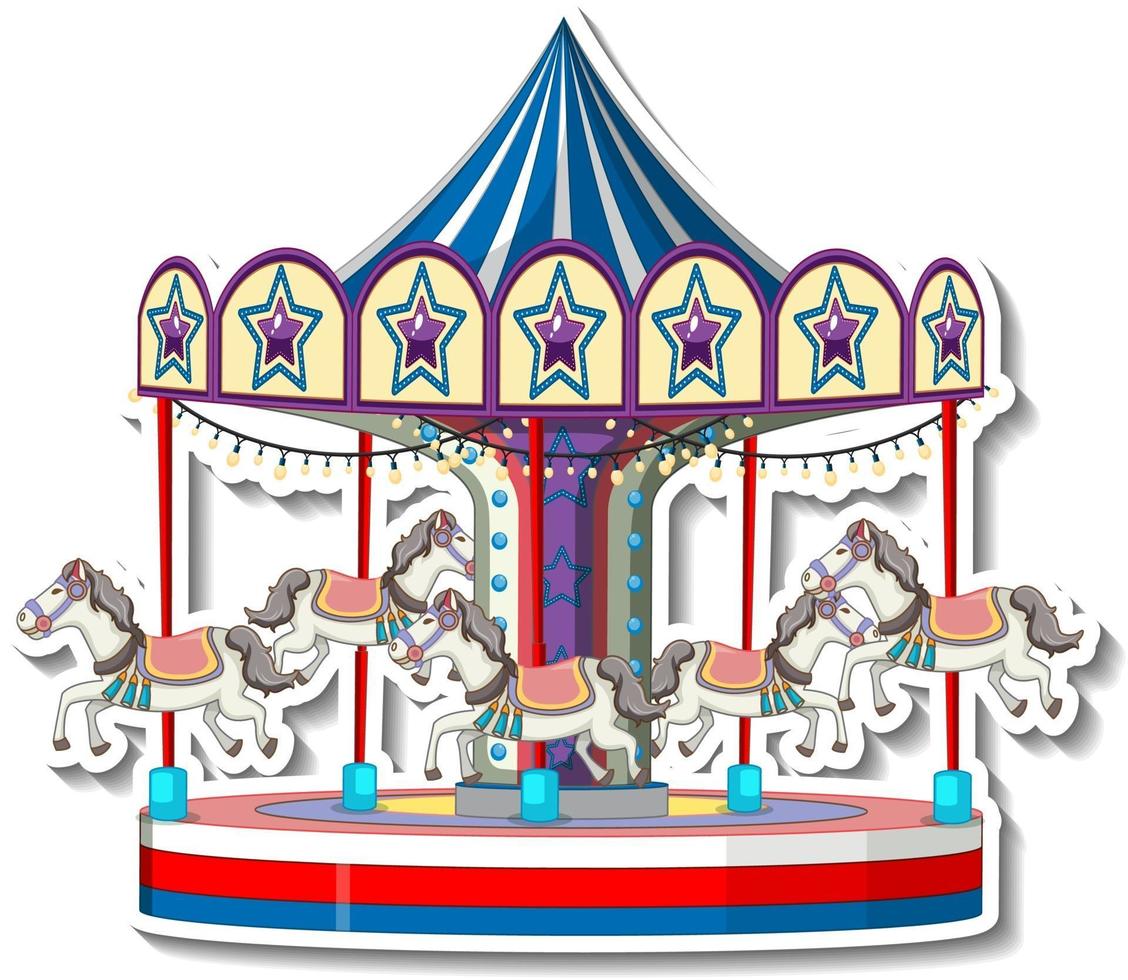 klistermärke mall med karusell i tecknad stil vektor