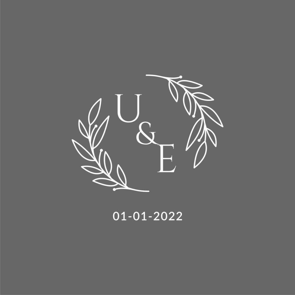 Initiale Brief ue Monogramm Hochzeit Logo mit kreativ Blätter Dekoration vektor