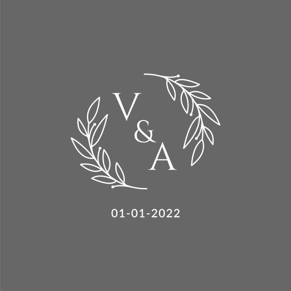 Initiale Brief va Monogramm Hochzeit Logo mit kreativ Blätter Dekoration vektor