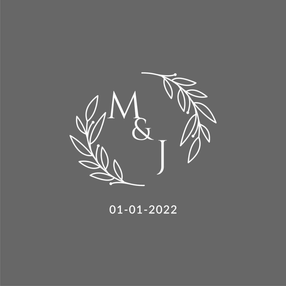 Initiale Brief mj Monogramm Hochzeit Logo mit kreativ Blätter Dekoration vektor