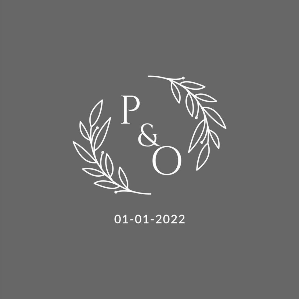 Initiale Brief po Monogramm Hochzeit Logo mit kreativ Blätter Dekoration vektor