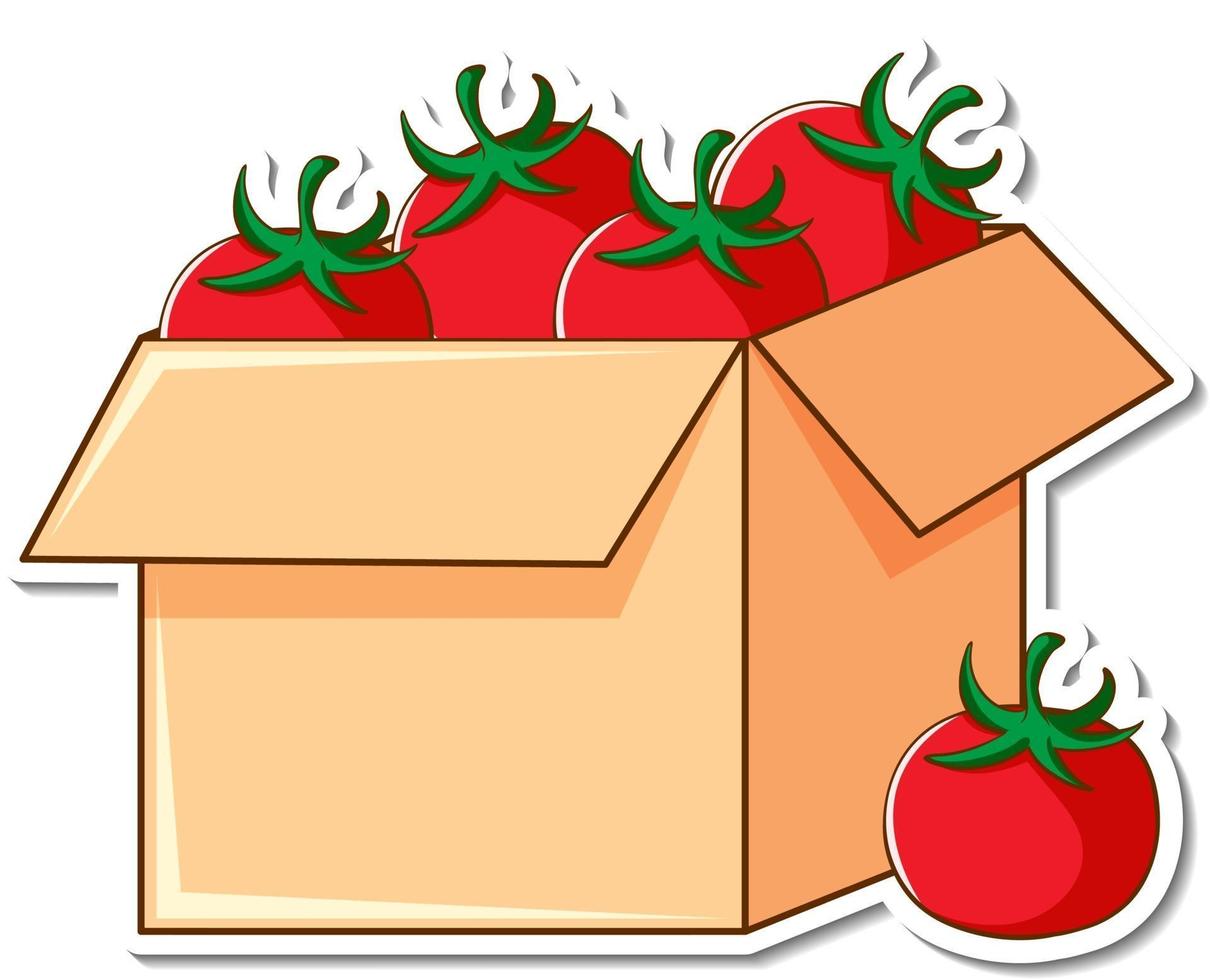 Stickervorlage mit vielen Tomaten in einer Box vektor