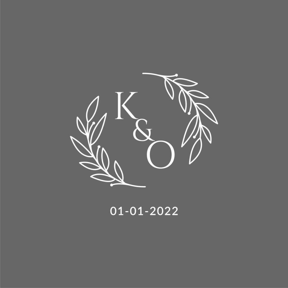 Initiale Brief ko Monogramm Hochzeit Logo mit kreativ Blätter Dekoration vektor