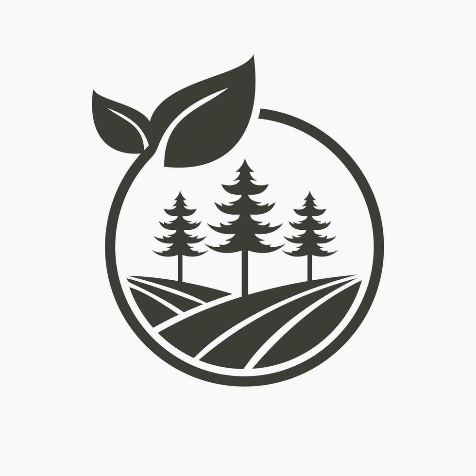 Weihnachten Baum Logo Design mit Landwirtschaft Symbol Vektor Vorlage