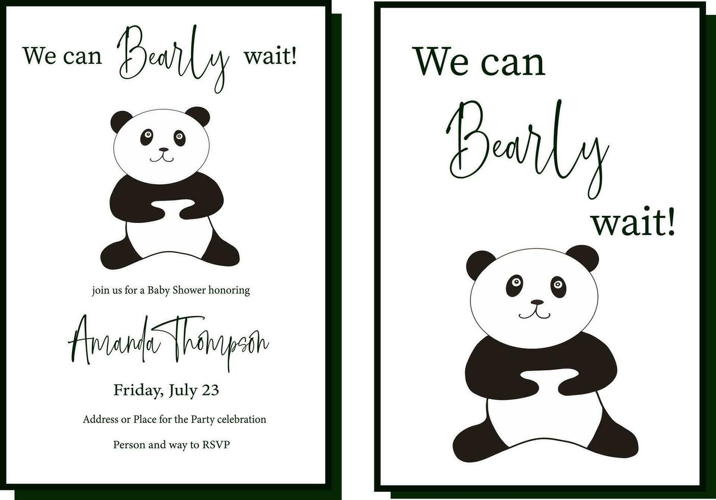 komisch Panda wir können bärisch warten Baby Dusche Einladung vektor