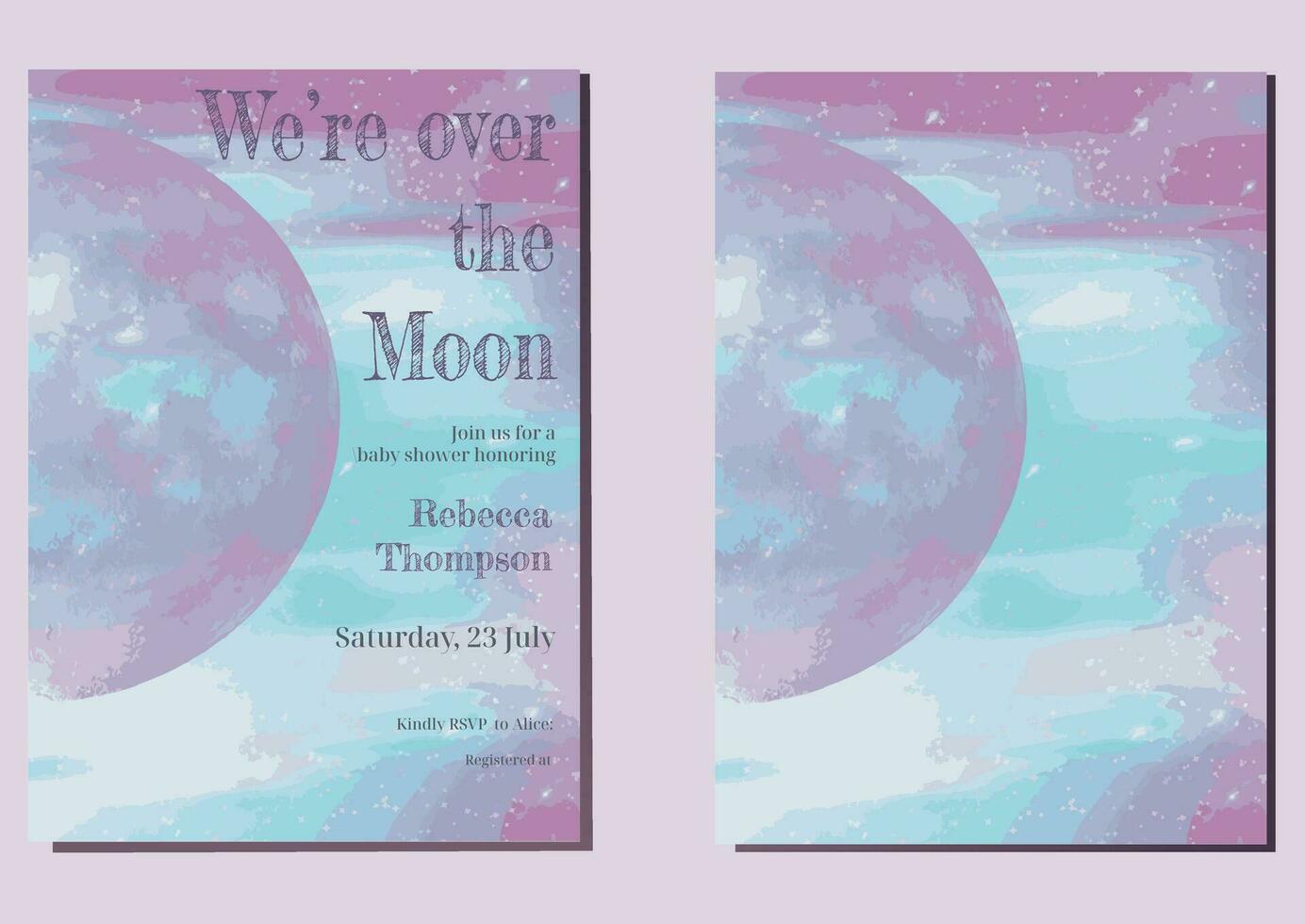 Über das Mond Thema Baby Dusche Einladung. Mond und Sterne Raum Blau und Rosa Hintergrund zum Geschlecht aufdecken, Geburtstag Party, Braut- Dusche, Hochzeit, Spiele, Zeichen, Plakate und andere Dekor vektor