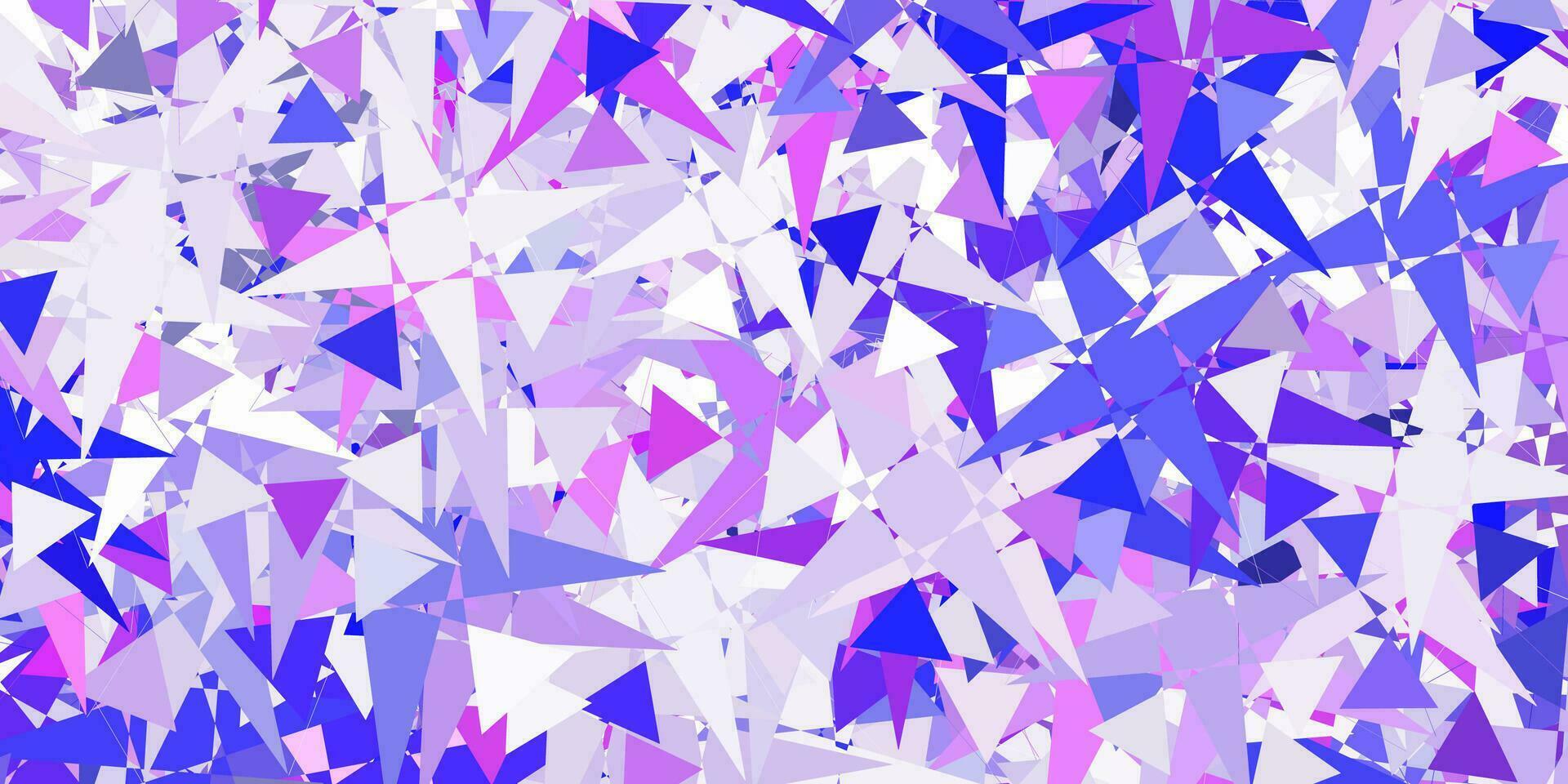 ljusrosa, blå vektorbakgrund med trianglar, linjer. vektor