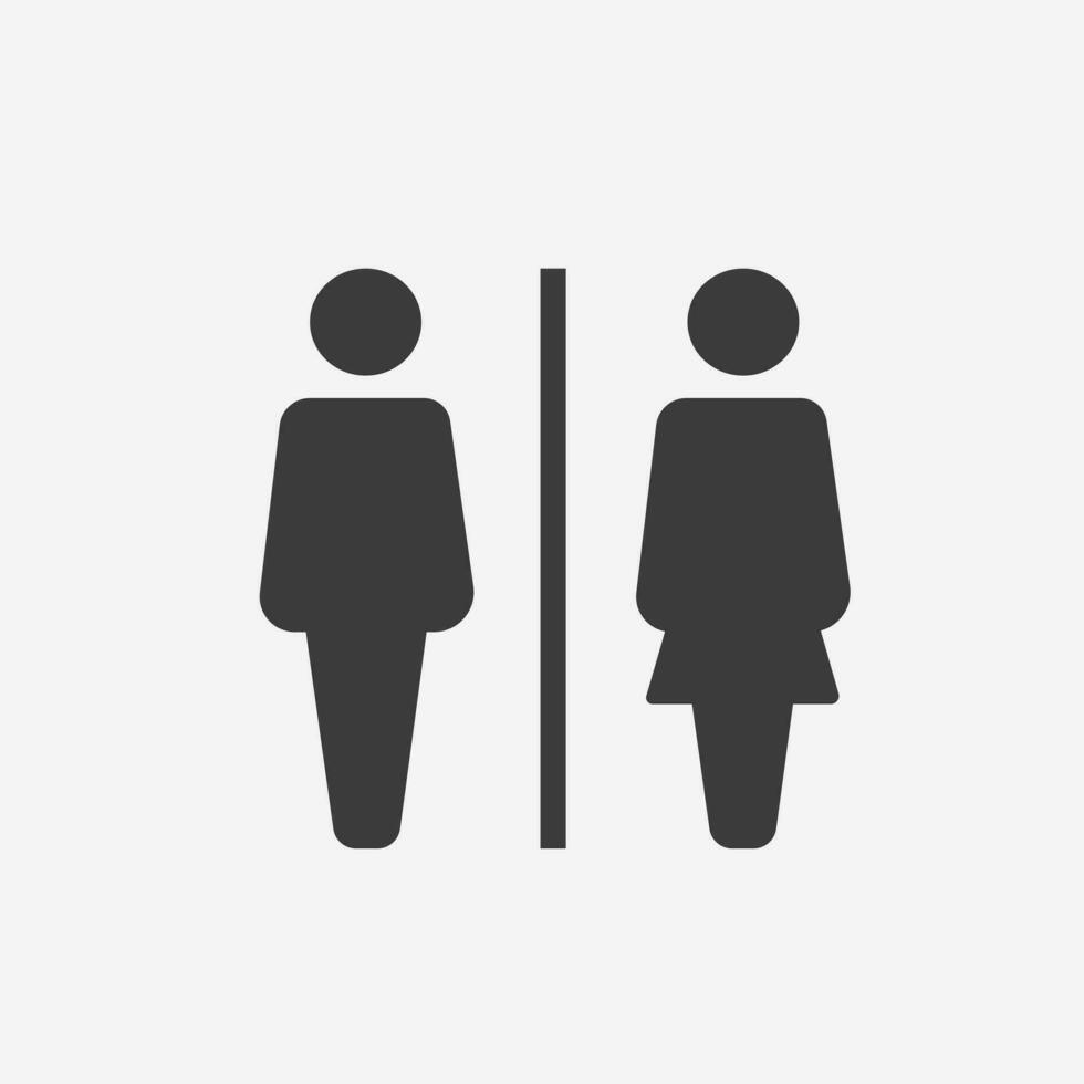 toilette, wc-tür-symbolvektor. frauen und männer wc, toilette, badezimmersymbolzeichen vektor