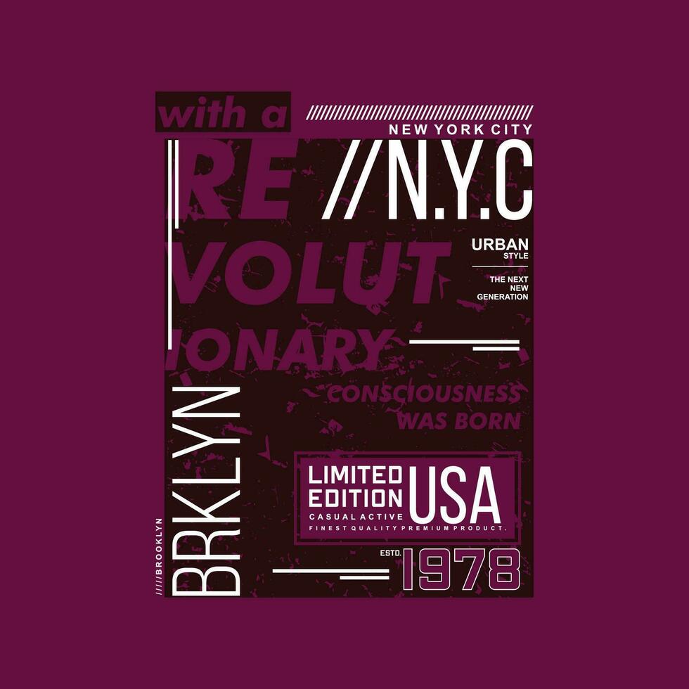 Brooklyn Revolutionär abstrakt, Typografie Design Vektor, Grafik Illustration, zum t Hemd vektor