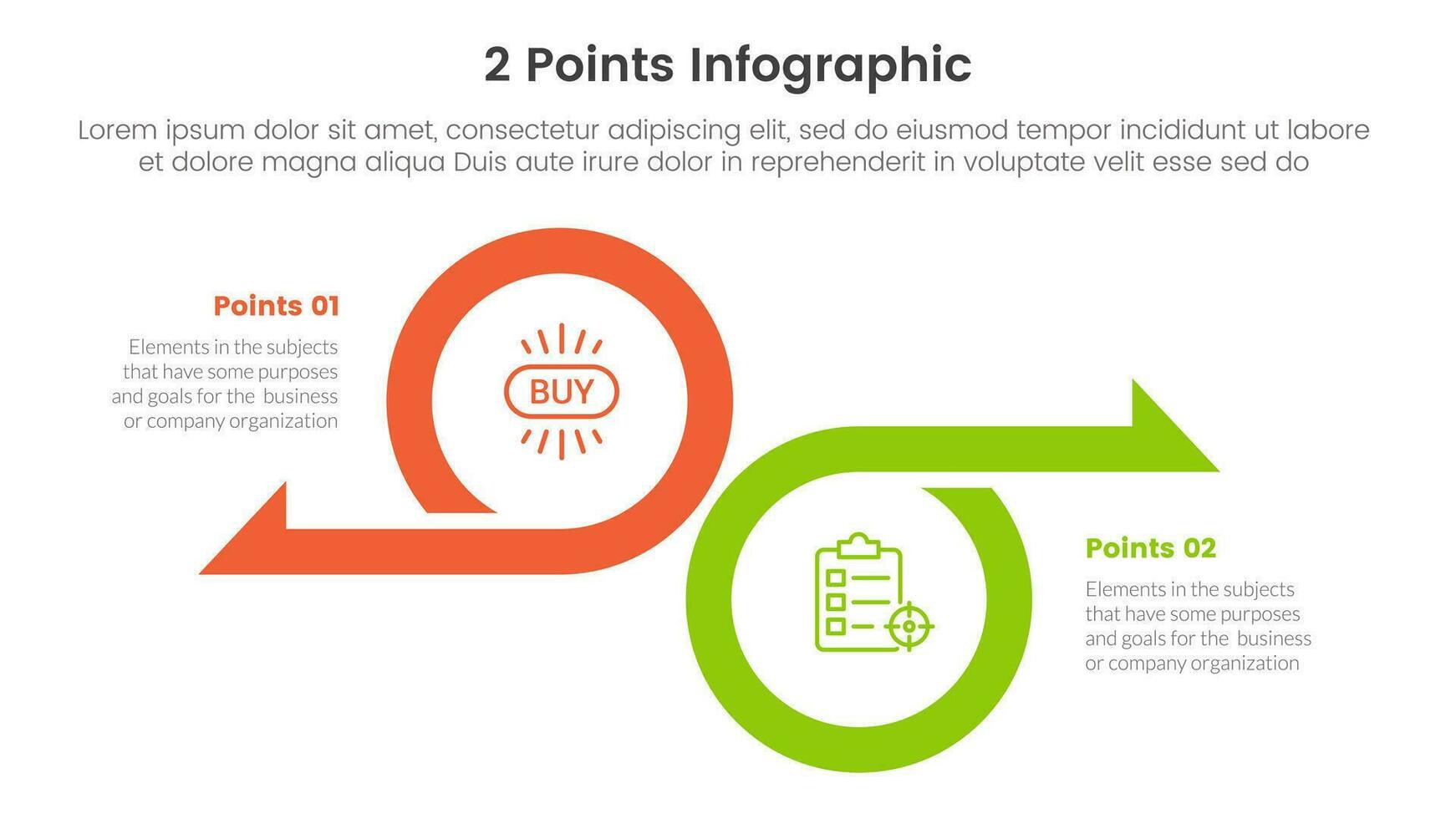 gegen oder vergleichen Sie und Vergleich Konzept zum Infografik Vorlage Banner mit groß Kreis und Pfeil Gegenteil Richtung mit zwei Punkt aufführen Information vektor