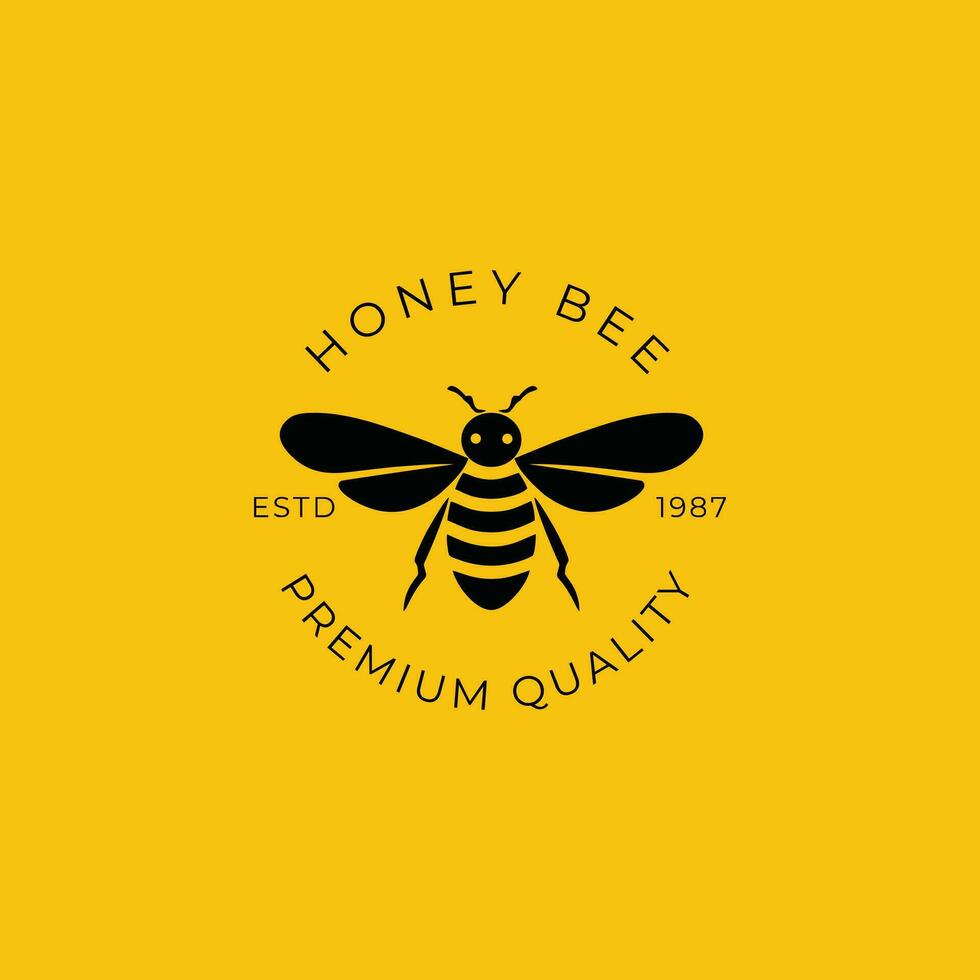 en honung bi logotyp på en gul bakgrund. de bi är svart och gul, och den är vänd de visare. vektor