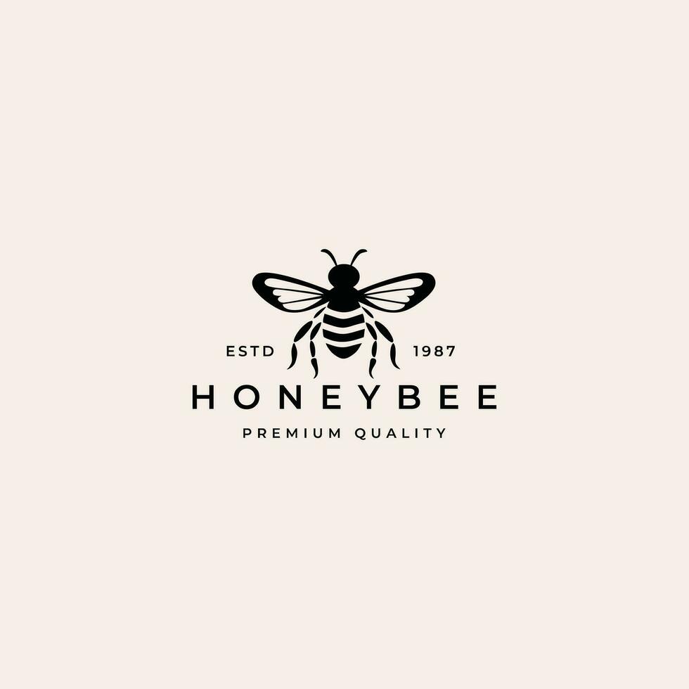 Jahrgang Honig Biene Tiere Logo Vorlage Illustration Vektor