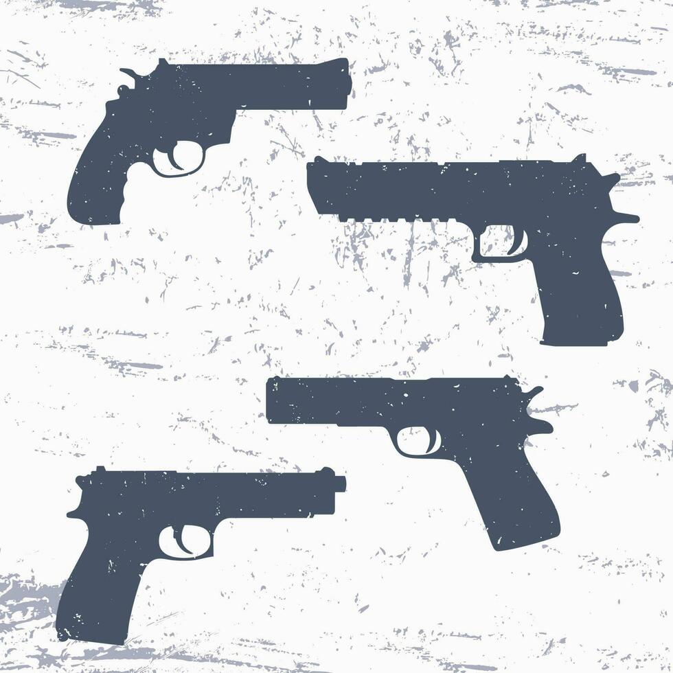 Revolver, Pistole, Pistole, Pistole Silhouetten, Vektor Illustration