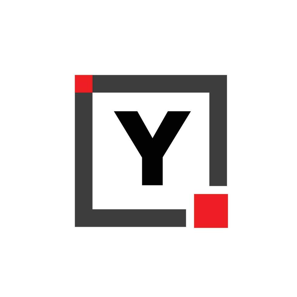 y Unternehmen Name Monogramm mit rot Quadrat. y Punkt Symbol. vektor