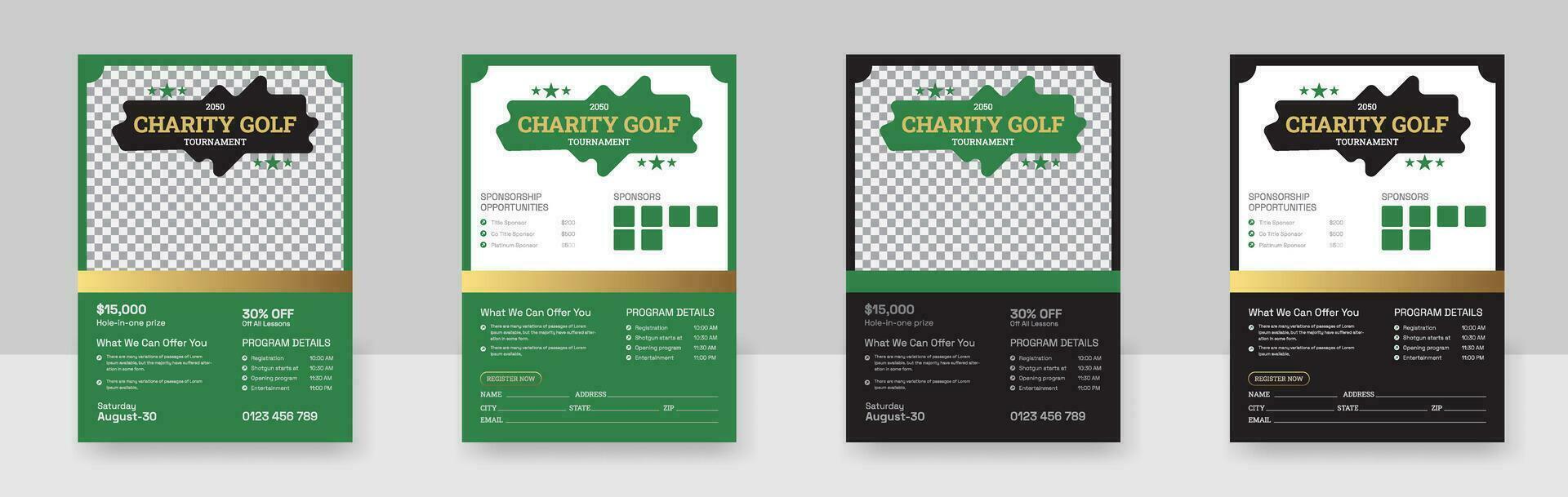 doppelt Seite Golf Turnier Flyer Layout bündeln, Golf Verein Veranstaltung Banner Vektor Vorlage