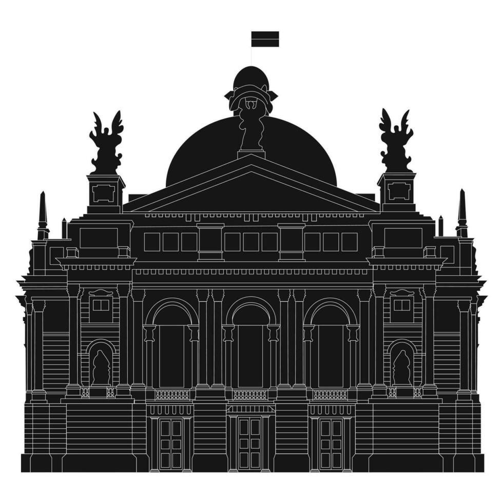 ukraina. lviv teater av opera och balett. illustration vektor