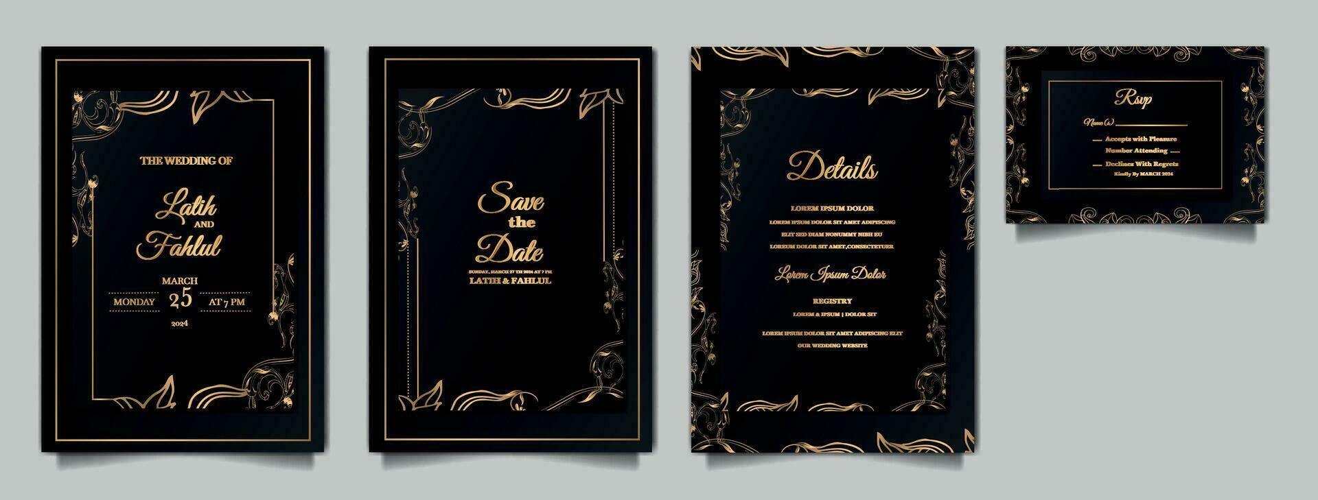 Luxus elegant Hochzeit Einladung Design einstellen vektor