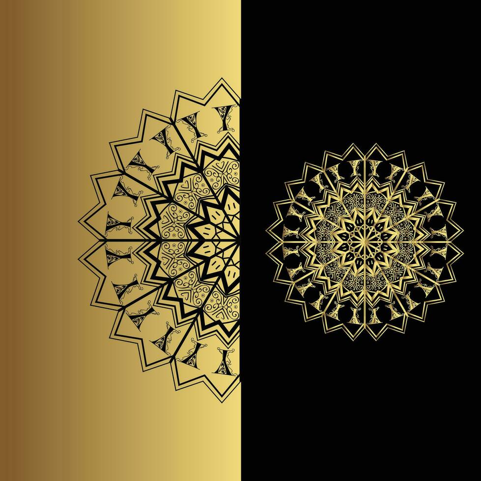 Luxus Zier Mandala bewirken Design Hintergrund im Gold Farbe vektor